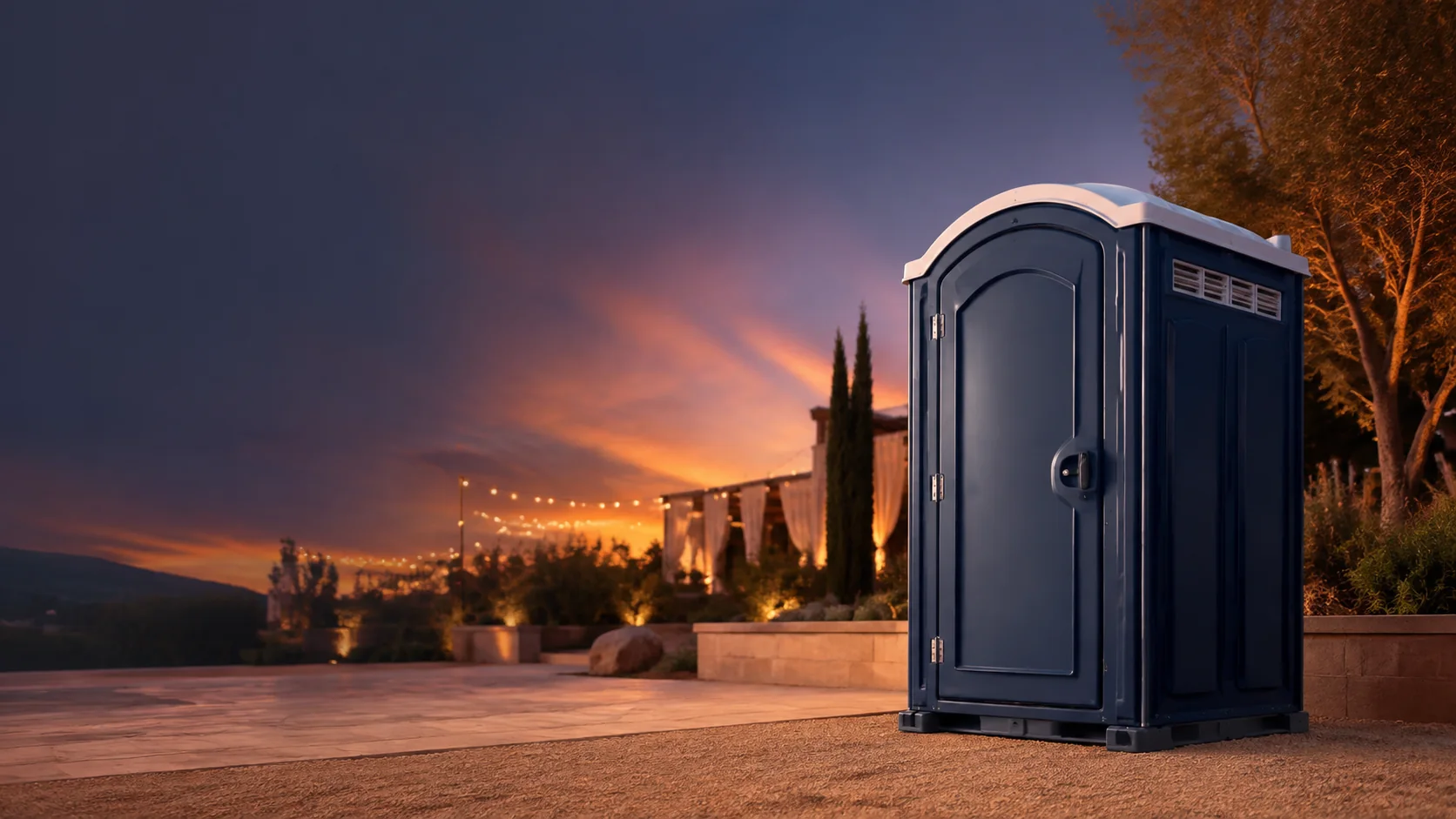 Portable restroom shown for rental planning in Hattiesburg, MS